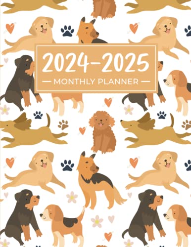 2024-2025 Monthly Planner: Large Two Year Appointment Book (January 2024 to December 2025)-Dogs Pattern