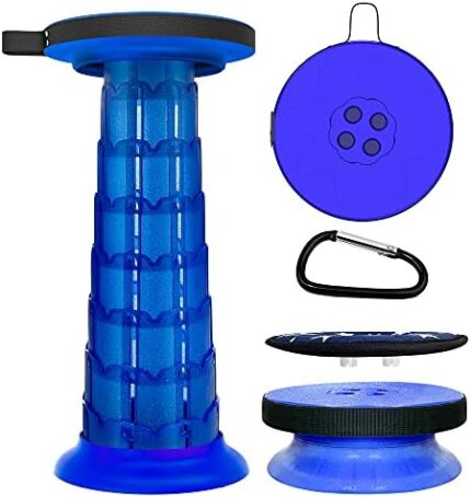 20.4" Adjustable Telescoping Stool with Cushion,Portable Collapsible Design,Lightweight Outdoor Chair,Retractable Footrest Camping Seat for Beach,Garden,Fishing,Hiking,Travel,BBQ with Bag,Carabiner
