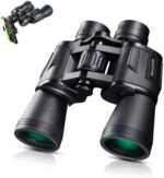 20X50 Binoculars for Adults, Gavyntoto Durable & Clear High Power Binoculars with Low Night Vision, Waterproof Compact Binoculars for Hunting Bird Watching Football Stargazing Military (Dark Black)