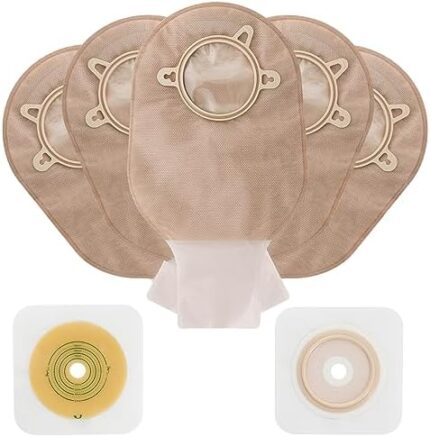 21 PCS Colostomy Bags,Ostomy Supplies,Two-Piece Drainable Pouches with Clamp Closure for Ileostomy Stoma Care, Cut-to-Fit(15pcs Bags+6pcs Barriers)…