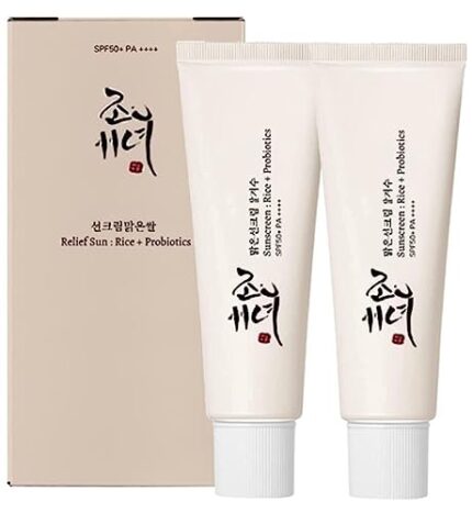 2Pcs Relief Sun Sunscreen Korean Sunscreen, Sunscreen SPF50+ PA+++, Korean Rice Organic Sunscreen Skin Care Solution, Nourishing Skin Protection and UV Defense