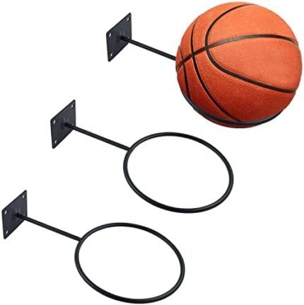 3 Pack Metal Ball Holder Rack Wall Mounted Organizer, Sports Balls Storage Display for Basketball, Rugby Ball, Football, Soccer, Volleyball in Garage, Kids' Room, Bedroom, Office, Shop, Yard, Black