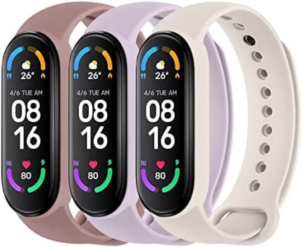 3 Pack Sport Bands for Mi Band 5 Bands & Mi Band 6 Bands, Soft Silicone Replacement Straps for Xiaomi Mi Band 5 & 6 Fitness Tracker