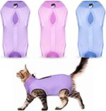 3 Pieces Cat Recovery Suit Kitten Recovery Suit E-Collar Alternative for Cats and Dogs Abdominal Skin Anti Licking Pajama Suit (Solid Pattern, Small)