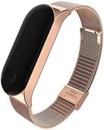 3Chome Metal Strap Compatible with Mi Band 6 / Mi Band 5/ Mi Band 4 / Mi Band 3, Smart Watch Wristbands Replacement Accessories (Rose Gold)