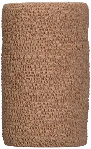 3M 1584 Health Care Coban Self-Adherent Wrap, Elastic, 5 yd. Length, 4" Width, Tan, Pack of 18