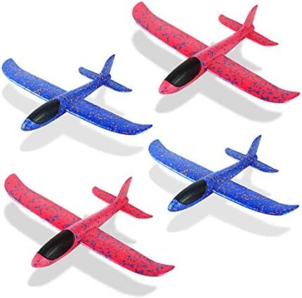 4 Pack Foam Airplane Toys, 12.4" Throwing Foam Plane, 3 Flight Mode Glider Plane, Flying Toy for Kids, Gifts for 3 4 5 6 7 Year Old Boy＆Girl, Outdoor Sport Toys Birthday Party Favors Foam Airplane
