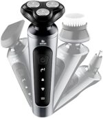 4 in 1 Electric Razor for Men, Rechargeable Portable Shaver Rotary with USB, Cordless Face Shaver Grooming Kit for Shaving Gifts for Husband, Dad,Boyfriend(Grey)