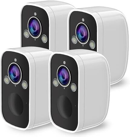 4Pack Security Cameras Wireless Outdoor,2K Battery Powered AI Motion Detection Spotlight Siren Alarm WiFi Surveillance Indoor Home Camera, Color Night Vision, 2-Way Talk, Waterproof, Cloud/SD Storage