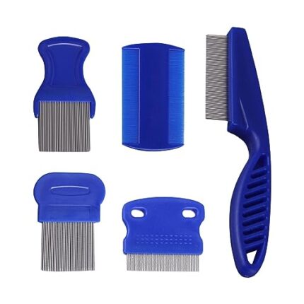 5 Pieces Dog Tear Stain Remover Combs, Pet Grooming Flea Combs, Double Sided Care Comb for Kittens Puppies Removal Crust and Slime(Blue)