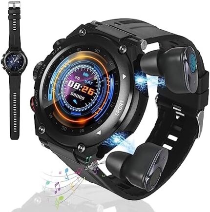 5 in 1 Smart Watch with Earbuds,MP3,Voice Recorder,Smart Watch,BluetoothSpeakers,TWS Earbuds,Fitness Tracker with Blood Oxygen Heart Rate Sleep Monitor,1.28 Inch Touch Screen for Android IOS(black)
