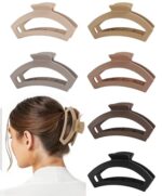 6 PCS Hair Clips, Medium Hair Clips for Thick Hair, Strong Hold Claw Clips for Women Girls, Matte Hair Claw Clips for Short Hair, Semicircle Hair Clips, Non- Slip Cute Hair Clips