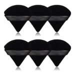 6 Pcs Pure Cotton Triangle Powder Puff,Face Soft Makeup Puff for Loose Powder,Velour Cosmetic Foundation Sponge Beauty Makeup Tools-Black