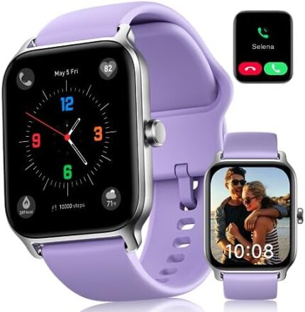 7 Days Battery Life Bluetooth Smart Watch for Women, iPhone Android Compatible, Waterproof Fitness Smartwatch with Call, Alexa Voice, Heart Rate, Blood Oxygen, Sleep Monitor 1.8 Inch（Wisteria Color）