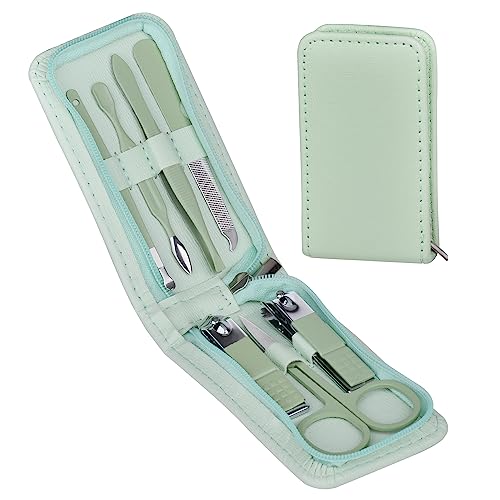 7 Pcs Manicure Set Stainless Steel Nail Clippers Nail Care 7 Pcs Manicure Set Stainless Steel Nail Clippers Nail Care Tools, Beauty Tools Set With Professional Eyebrow Scissors Tweezers, Portable Travel Grooming Kit With Zipper Leather Case for Men and Women