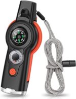 7-in-1 Emergency Survival Function Whistle, Outdoor Multifunctional Tool Safety Whistle with Lanyard, Ideal for Kayaking, Boating, Hiking, Camping, Climbing, Hunting, Fishing, Rescue Signaling