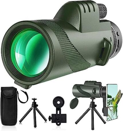80x100 Monocular-Telescope Monoculars for Adults High Powered with Smartphone Adapter Telescope Hunting Wildlife Bird Watching Travel Camping Hiking