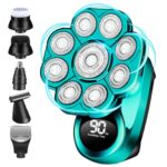 9D Electric Head Shaver for Bald Men, Upgraded 6-in-1 Head Shaver for Bald Men, Waterproof Wet/Dry Grooming Kit Electric Shaver for Men, Cordless Rechargeable Bald Head Razor for Home&Travel Gift