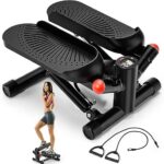 ACFITI Mini Steppers for Exercise, Stair Steppers Machine with Super Quiet Design, Hydraulic Twist Stepper with Resistance Bands,Portable Home Exercise Equipment,330lbs Weight Capacity