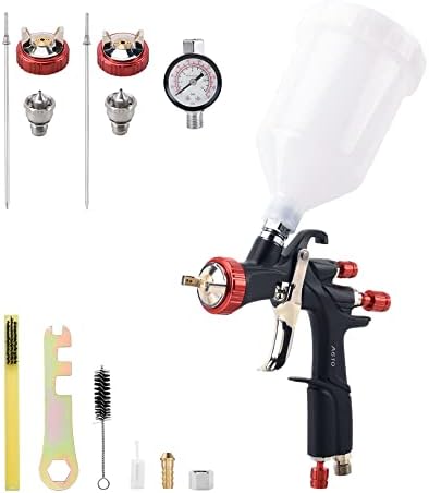 AEROPRO TOOLS R500 LVLP Air Spray Gun with 1.3/1.5/1.7mm Nozzles & Air Regulator, A610 Paint Guns Automotive, Car Paint Gun Sprayer, Paint Gun for House Painting, Car, Furniture, Varnish and Top Coat