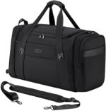 AGLAUS Tourenne 45L Travel Duffel Bag Foldable Weekender Sport Gym Duffle Carry On Luggage with shoe compartment wear/tear resistant water repellent 1680D Ballistic polyester - Black