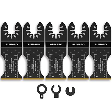 ALIMARO 5PCS Oscillating Multitool Blades, Carbide Oscillating Saw Blade for Hardened Metal, Nails, Bolts, Screws, Multi Tool Blade Kits Universal Quick Release Fit Dewalt Milwaukee Rockwell and Bosch