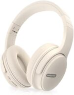 AMORNO Bluetooth Headphones Over Ear, 110 Hours Playtime Wireless Headphones with Mic, Foldable Adjustable Lightweight HiFi Stereo Headset for Cellphone/PC/Work/Travel (White)