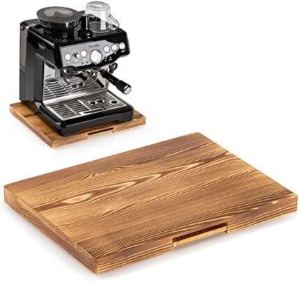 ANBOXIT Appliance Slider, Wooden Sliding Tray for Coffee Maker, Coffee Pot Slider for Counter, Kitchen Caddy Rolling Tray (Brown- Wide)
