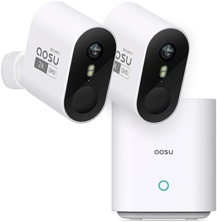 AOSU Security Cameras Wireless Outdoor Home System, True 2K HD Night Vision, No Subscription, 240-Day Battery Life, 166° Wide View, Spotlight & Sound Alarm, Motion Only Alert, Support 2.4G & 5G WiFi