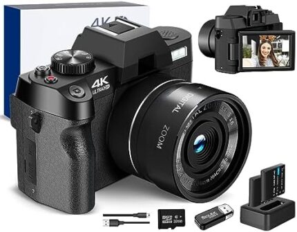 ATPLOES 4k Digital Cameras for Photography, Video/Vlogging Camera for YouTube with WiFi & App Control, Travel Camera with 32GB TF Card & 2 Batteries,Compact Camera,Great Gift Choice