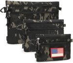 ATRIPACK Tactical Carry On Zipper Pouch, Toiletry Bag Packing Sack Cosmetic Kit Makeup Digital Bag Tool for Men Women Kids, Travel, Office,School(3 PCS-Camo Black,Small+Medium+Large)