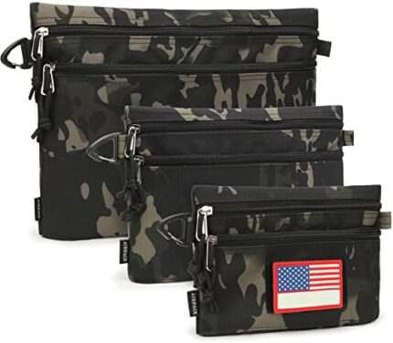 ATRIPACK Tactical Carry On Zipper Pouch, Toiletry Bag Packing Sack Cosmetic Kit Makeup Digital Bag Tool for Men Women Kids, Travel, Office,School(3 PCS-Camo Black,Small+Medium+Large)