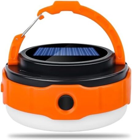 AUYKTE Solar LED Camping Lantern, USB Rechargeable, 7 Light Modes, Suitable for Emergency, Power Outage, Outdoor, Fishing，Hiking Camping Gear