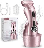 Akunbem Electric Razor for Women Legs Bikini Trimmer Shaver Underarm Public Hairs Rechargeable Womens Wet Dry Use Painless Cordless with Detachable Head (Pinkish)