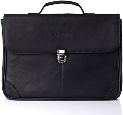 Alpine Swiss Business Portfolio Genuine Leather Briefcase Flap-Over Locking Case