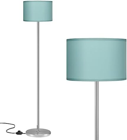 Ambimall Floor Lamp for Living Room, Modern Silver Floor Lamp with Shade, Tall Lamps for Living Room, Bedroom, Office, Dining Room(Aqua Lampshade Without Bulb)