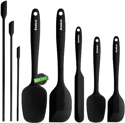 Anaeat Heat Resistant Silicone Spatula Set of 8 - One Piece Seamless Design - Non Stick Rubber Spatulas & Mini Kitchen Scraper Flexible for Non-stick Cookware - Easy Baking, Cooking, Scraping & Mixing
