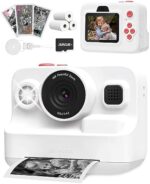 Anchioo Kids Camera Instant Print, 1080P Kids Digital Camera with Printer Paper, Christmas Birthday Gift for Girls Boys Age 3-12, Kids Print Camera Toy for 4 5 6 7 8 Year Old Boy, 32G SD Card - White