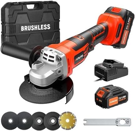 Angle Grinder Cordless,Cordless Grinder With Battery And Charger,4000mAh Batteries,21V,10000RPM Brushless Motor Metal Grinder,4-1/2'' Cutting Wheels, Flap Disc,Cordless Metal Cutting Tool