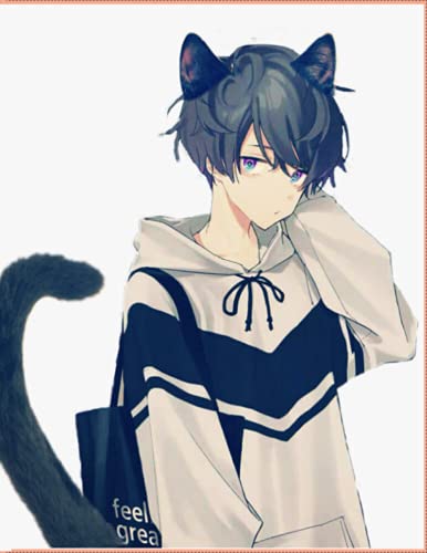 Anime Cat Boy Notebook: notrbook for boys and men who loves anime boys | Wide Ruled Notebook