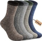 Annsuki 5 Pack Mens Thermal Wool Socks for Winter Warm Merino Socks Thick Hiking Socks for Camping Cozy Socks for Man