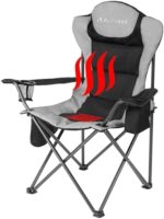 Aohanoi Heated Camping Chairs for Heavy People, Folding Chairs for Outside Outdoor Folding Chairs with Cup Holder & Cooler Bag, Camp Chairs Supports up to 350lbs