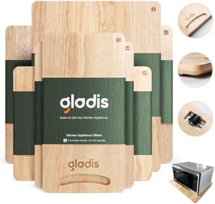 Appliance Sliders for Kitchen Appliances, [Premium Rubber Wood] Gladis Sliding Tray for Coffee Maker & All Heavy Duty Appliance, Easily Slides Out from Under Cabinets, No Assemble - 13.0''x16.0'' L1
