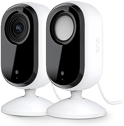 Arlo Essential Indoor HD Security Camera (2nd Generation) – 2 Pack – Home Security, Baby Monitor, Pet Camera, 2K Camera System, White – VMC3260 ​
