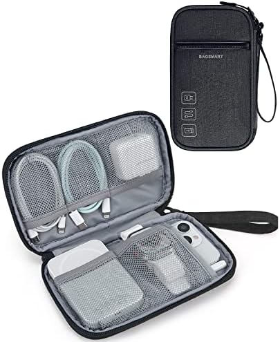 BAGSMART Travel Electronic Organizer Case,Cable Organizer Bag, Pouch Carry Case Portable Water-Resistant Cord Storage Bag for Charging Cable,Cell Phone,Power Bank,Earphone,Single Layer Black