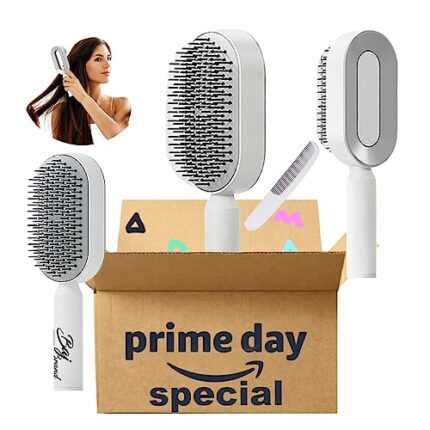 BAJ BRAND Hair Brush Set - Featuring FREE Comb | Self-Cleaning 3D Air Cushion Massager | Detangling Brush, Anti-Static Brush, Styling Comb with Wall Mount | Women's Hair Care Essential