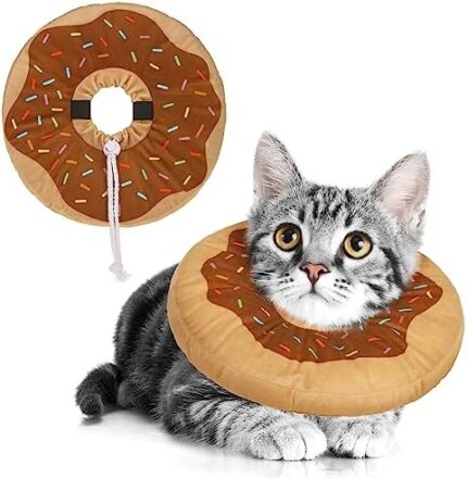 BEAUTYZOO Cat Cone Collars Soft, Cat Recovery E Collars After Surgery to Stop Licking, Adjustable Elizabeth Circle Collar Cute Pet Donut Pillow for Cats Kitten Small Dogs