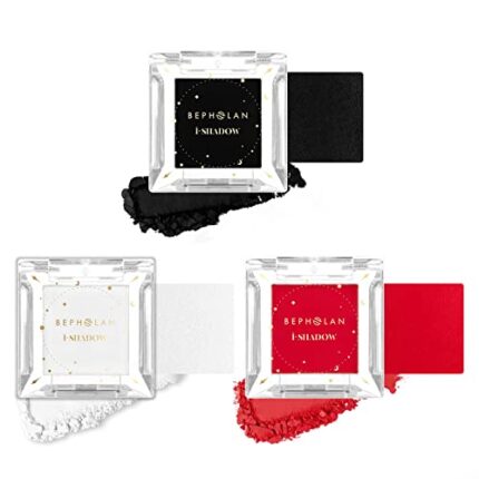 BEPHOLAN 3 PCS Matte Eyeshadow Palette,Red White Black Single Eye Shadow Powder Eyeliner,High Pigment Eyeshadow Palette for Gothic Vampire Blood Eye Makeup