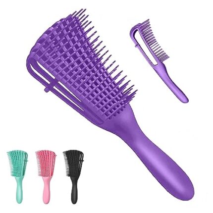 BEROYAL Wet Detangling Brush, Detangler Brush for Curly,Kinky Hair-Textured 3A to 4C,Adjustable Tooth Pitch,Exfoliate Your Scalp,Great for Thick Wet Hair of Women with No Pain. (Violet)