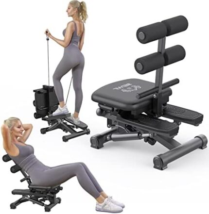 BESVIL Stair Stepper for Exercise with Resistance Bands,AB Workout Machine for Home Gym